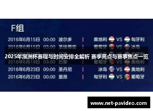 2025年澳洲杯赛程与时间安排全解析 赛季亮点与赛事焦点一览 2025年澳洲杯赛程与时间安排全解析 赛季亮点与赛事焦点一览